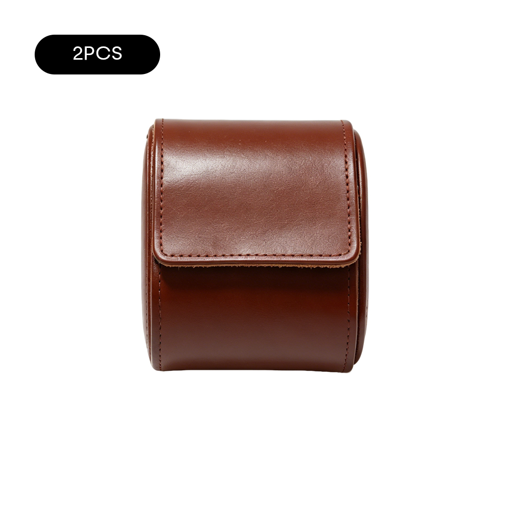 2-Pack Compact Leather Watch Roll Set